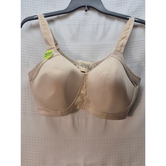 Vanity Fair Bra Women Sz 40DD Beige Wireless Adjustable Strap Sport Impact 7367 - Picture 1 of 7